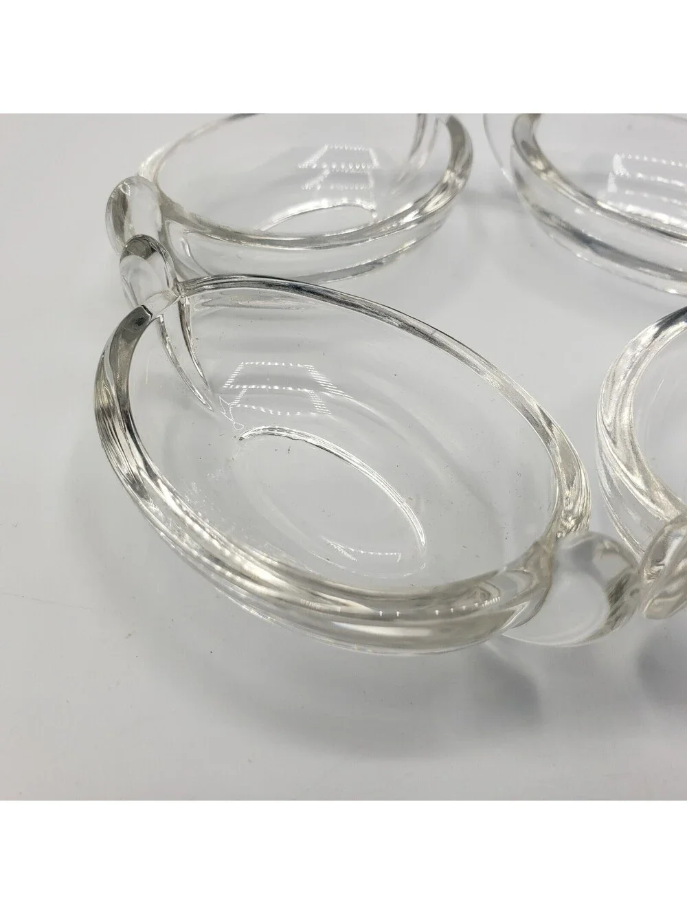 Crystal Clear Glass Salt Cellars Dips Oval Boat Shape QTY 4 Dipping Sauce Bowl